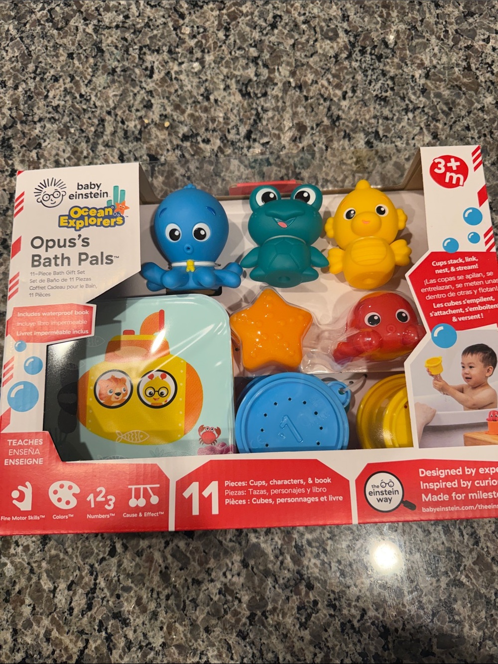 Baby Einstein Opus's Bath Pals - Blue, Yellow, Orange & Red Bath Toy Set